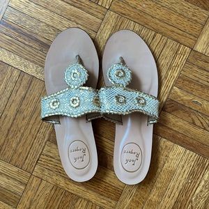 Jack Rogers Sandals (white and gold), size 8.5